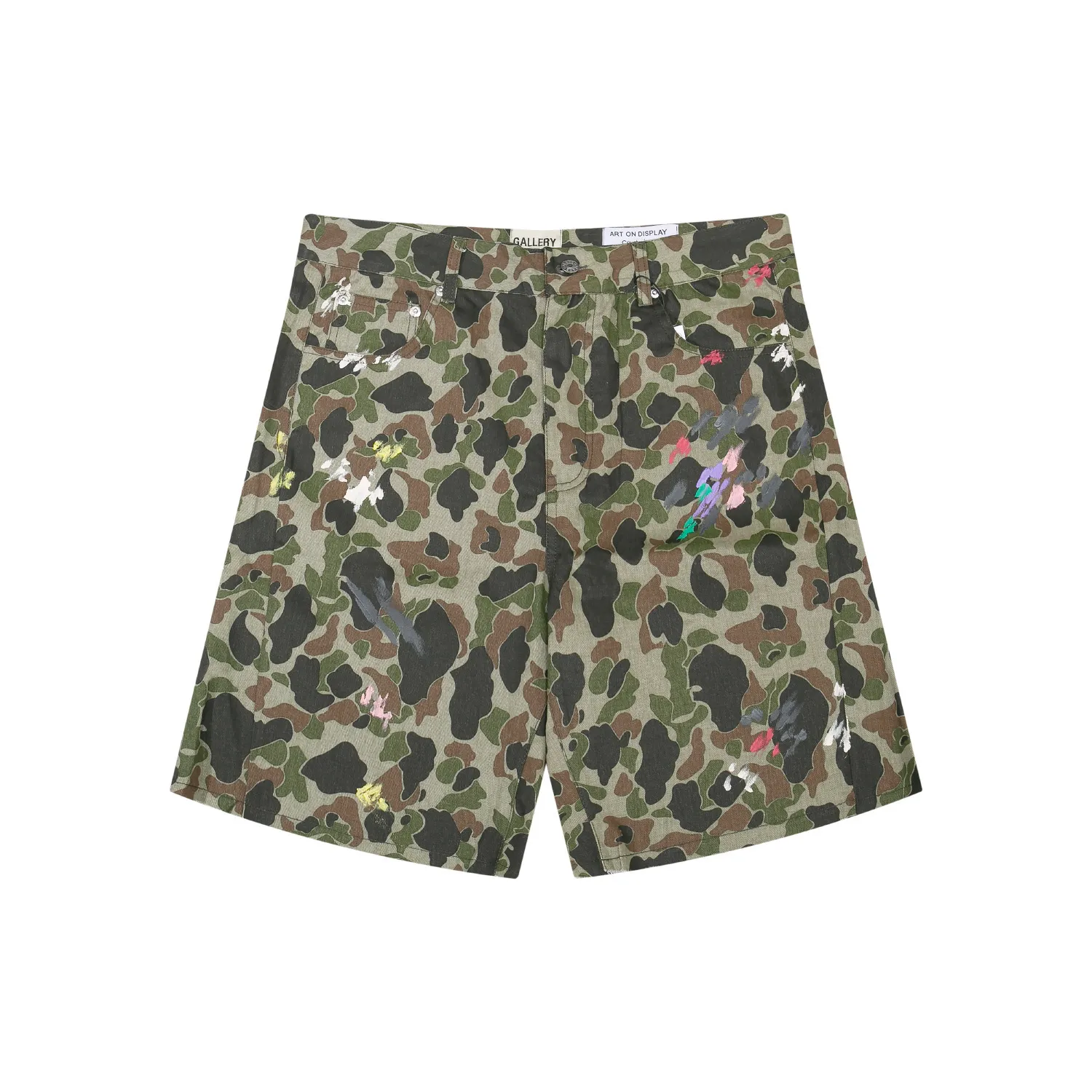 661#Gallery Dept New Hand-painted Ink Washed Overalls Camouflage Shorts Beauty Trendy Shorts Casual Five-Fifth Pants Camouflage Color S~XL P200